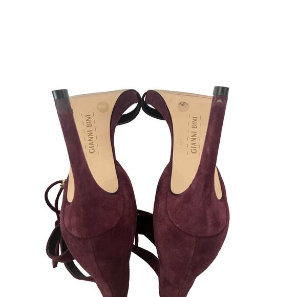 Gianni Bini burgandy Stiletto heels with ankle ties, size 7.5 M elegant, dressy - Picture 7 of 8